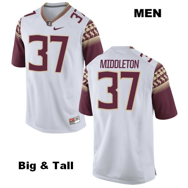 Men's NCAA Nike Florida State Seminoles #37 Blaik Middleton College Big & Tall White Stitched Authentic Football Jersey QRA8469DI